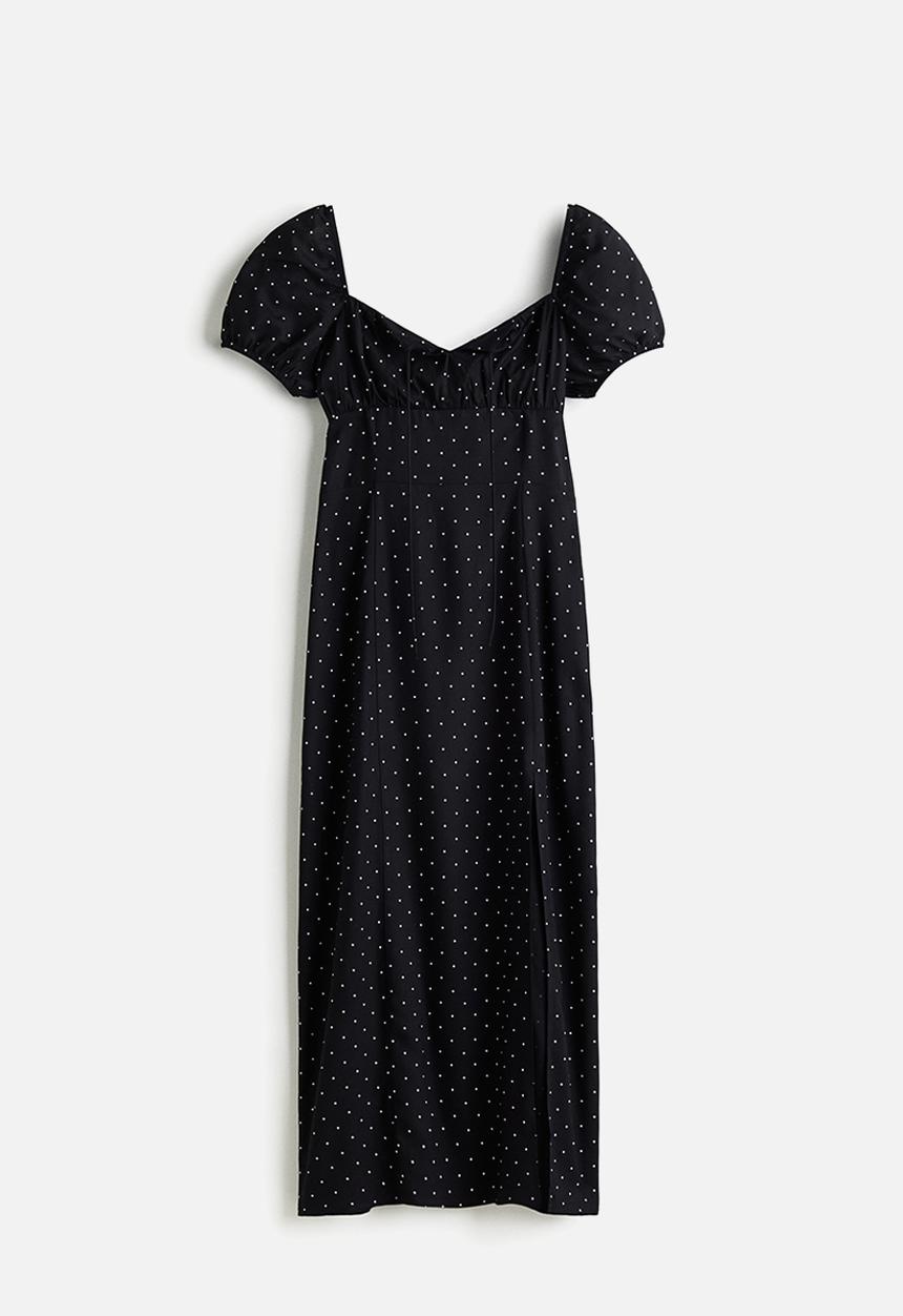 H&M - Puff-sleeved dress - black spotted