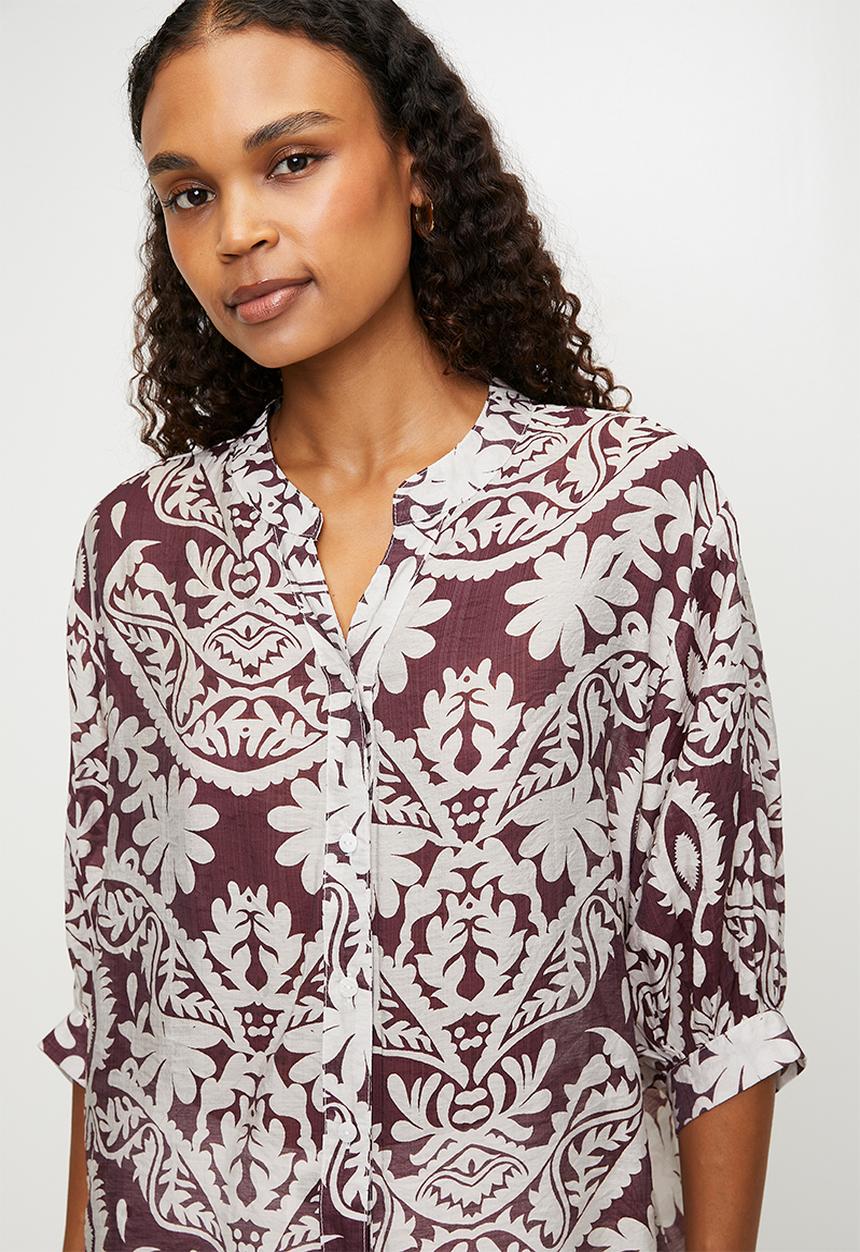 Izabel London - Half sleeve Batwing Blouse - Wine