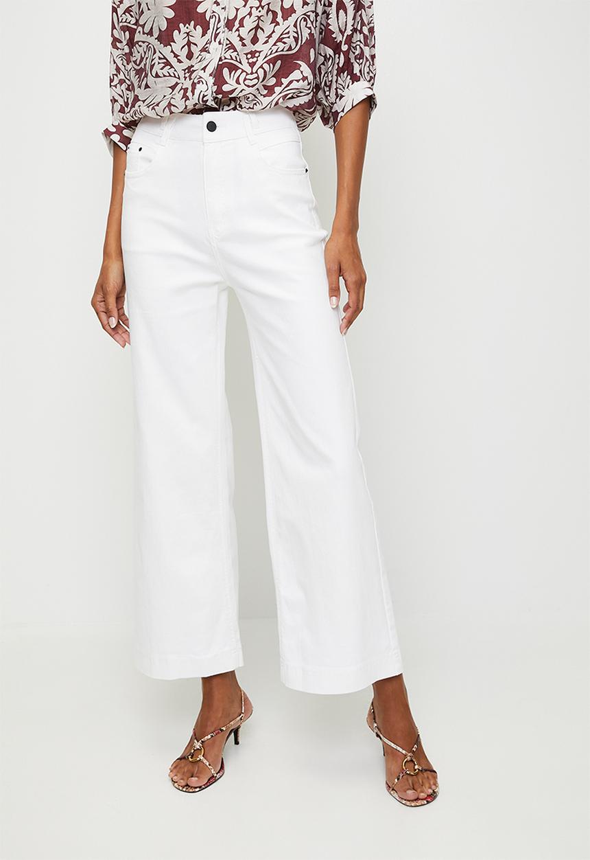 Izabel London - High Waist Wide Leg Pant - White