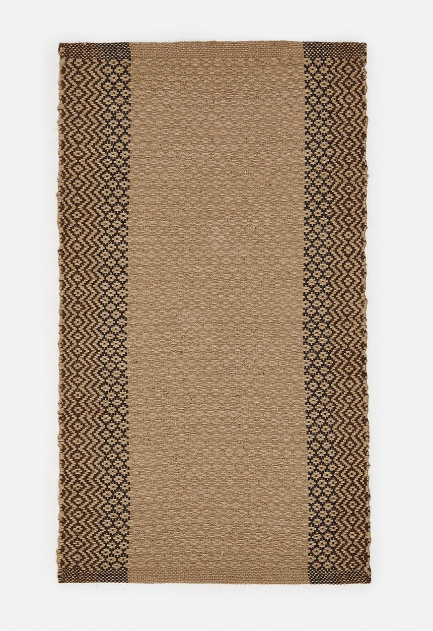 Sixth Floor - Geo Cotton Woven Bath Mat - Charcoal & Brown