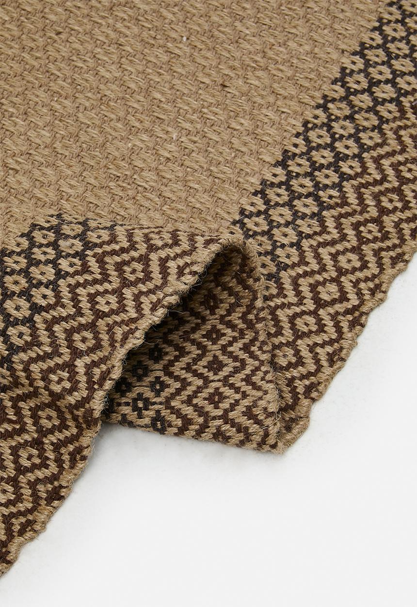 Sixth Floor - Geo Cotton Woven Bath Mat - Charcoal & Brown