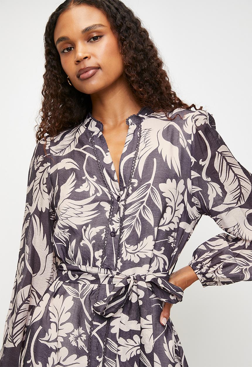 MILLA - Tiered midi dress - Purple floral 