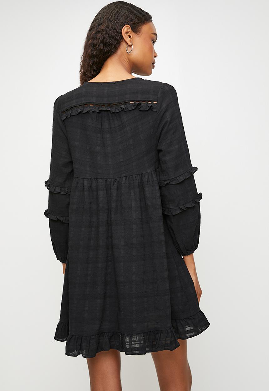 MILLA - Ruffle detail mini dress - Black