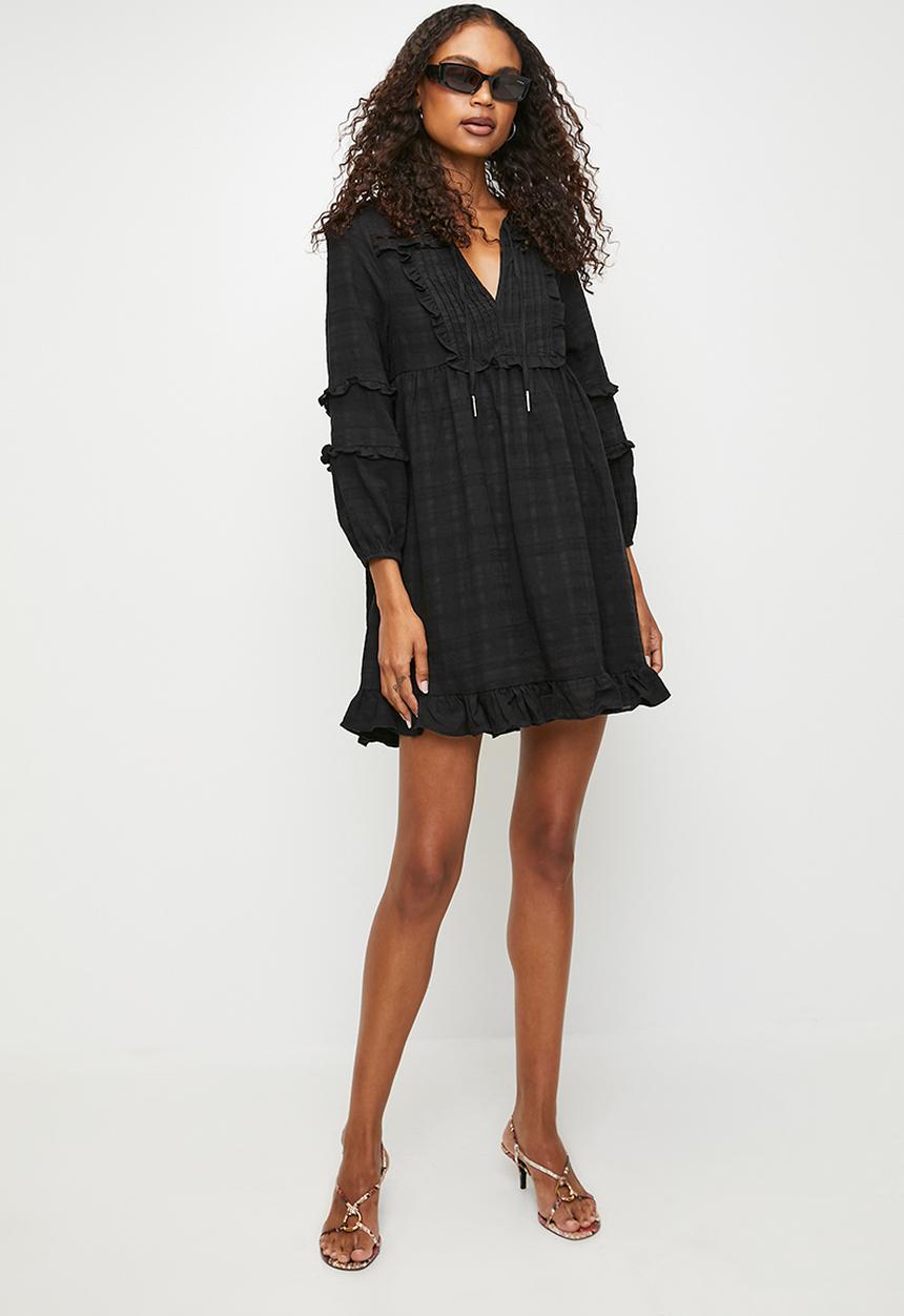 MILLA - Ruffle detail mini dress - Black