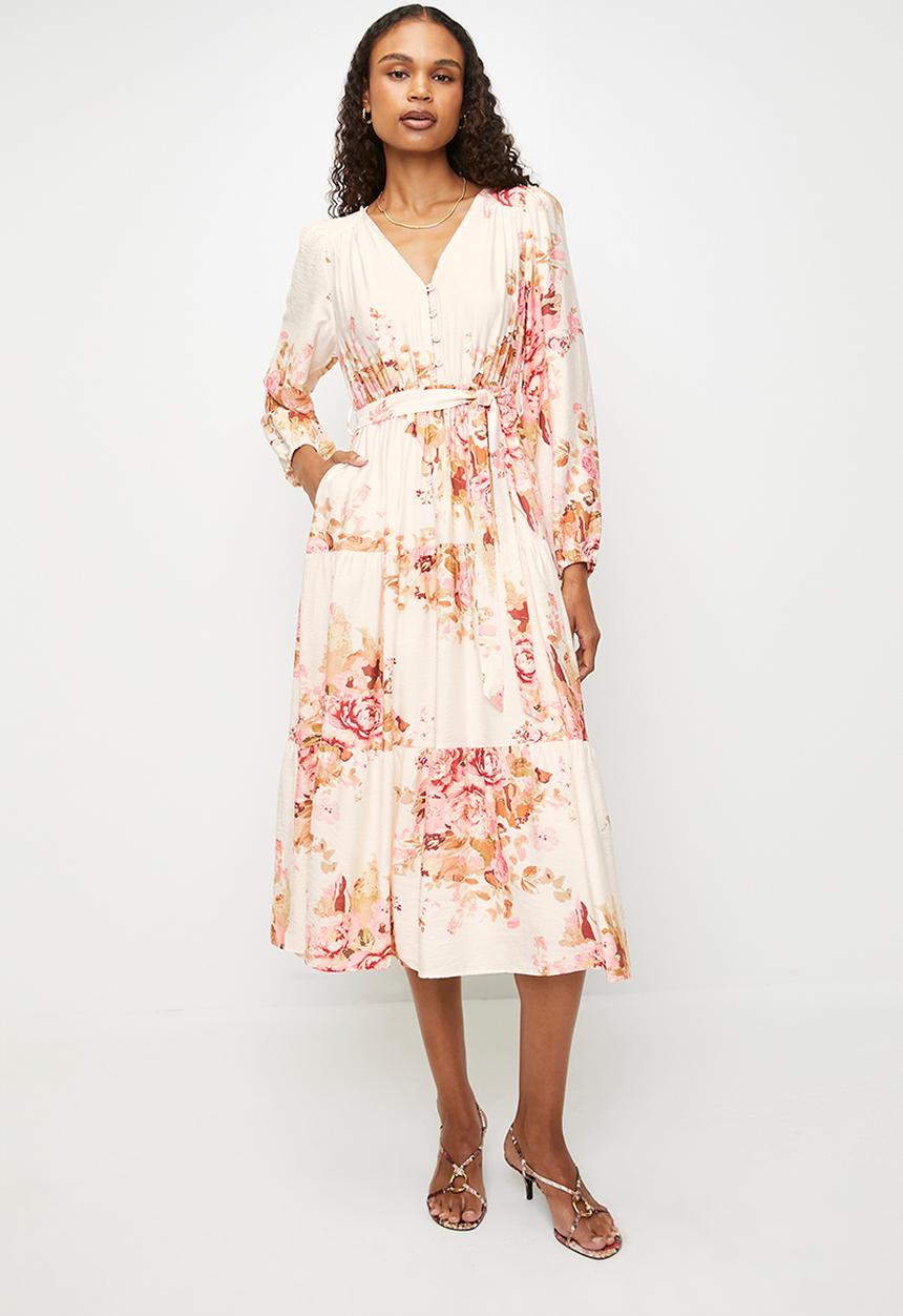 MILLA - Tiered dress - White floral
