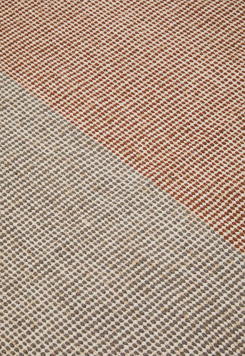 Sixth Floor - Marni Cotton Woven Colour Block Rug - Rust & Grey