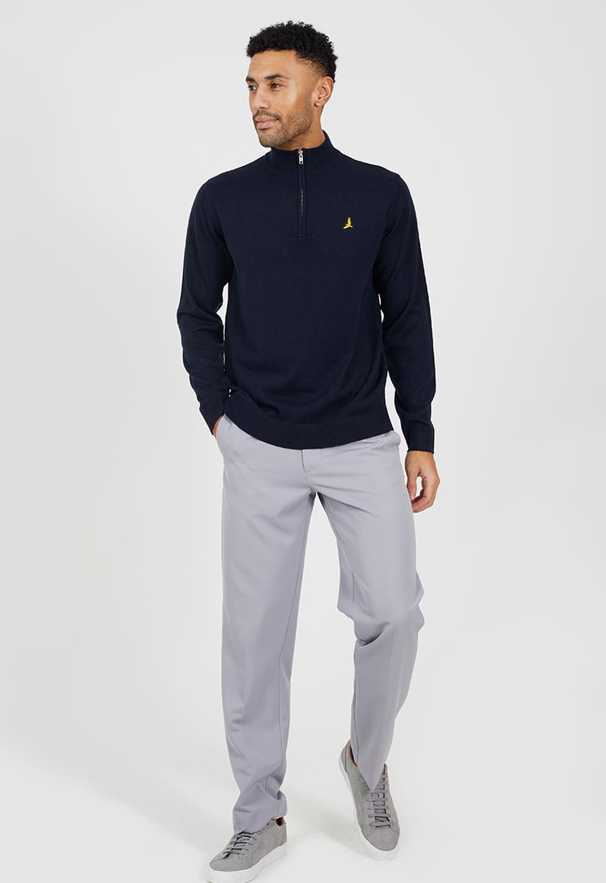 Brave Soul - 1/4 Concealed Zip Knitted Top - Midnight Navy