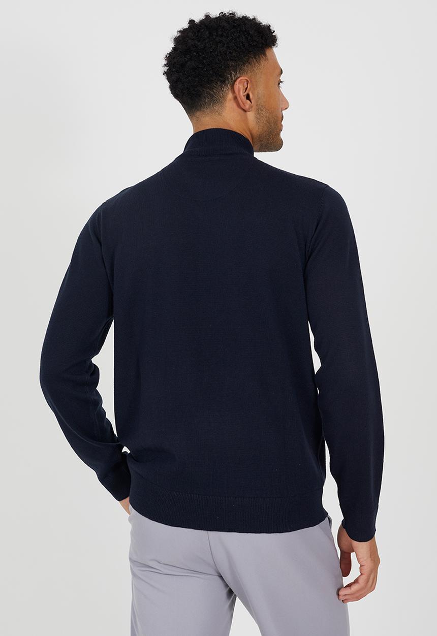 Brave Soul - 1/4 Concealed Zip Knitted Top - Midnight Navy
