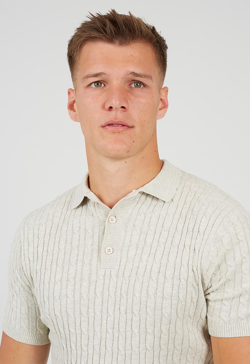 Brave Soul - Polo Neck Top - Ecru Marl