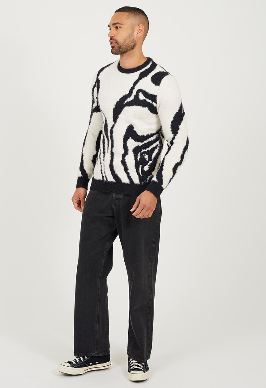 Brave Soul - Crew Neck Jumper - White/Jet Black