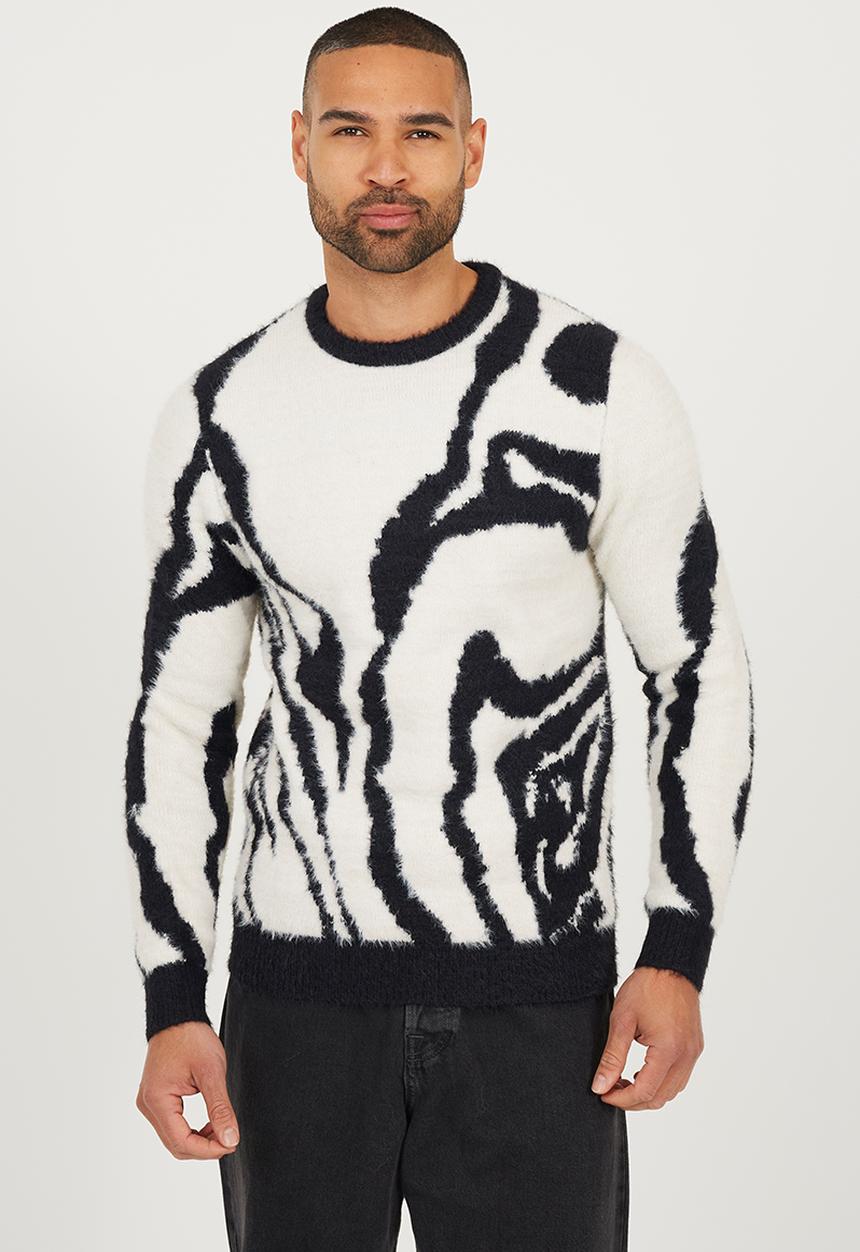 Brave Soul - Crew Neck Jumper - White/Jet Black