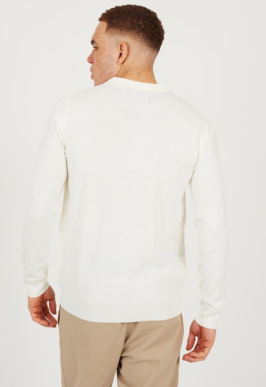 Brave Soul - Ribbed Collar 1/4 Zip Placket Top - Off White
