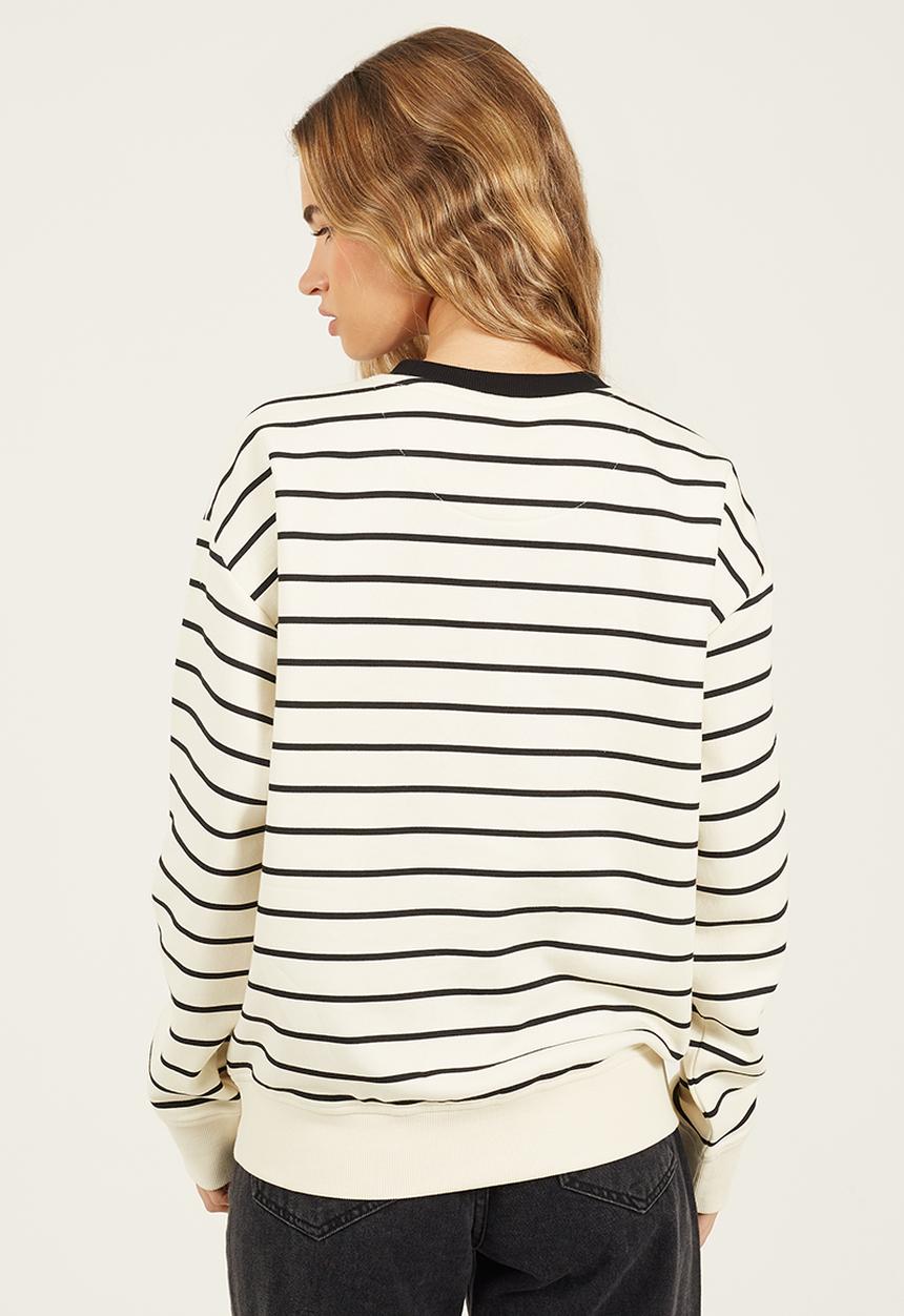 Brave Soul - Ladies Stripe Sweatshirt - Cream/Black