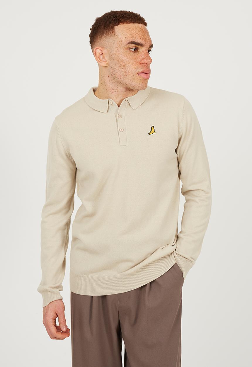Brave Soul - Ribbed Collar Knitted Top - Muesli