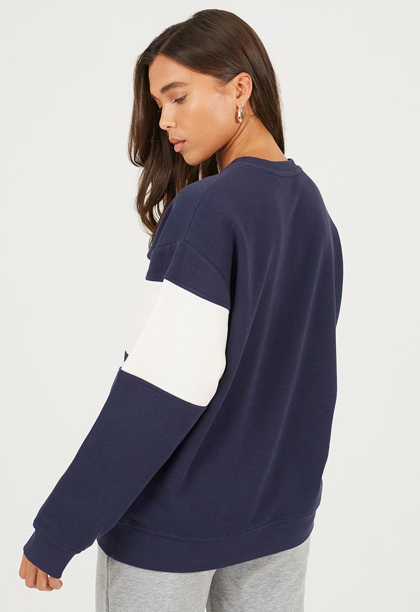 Brave Soul - Ladies Long Sleeve Crew Neck - Navy/Cream
