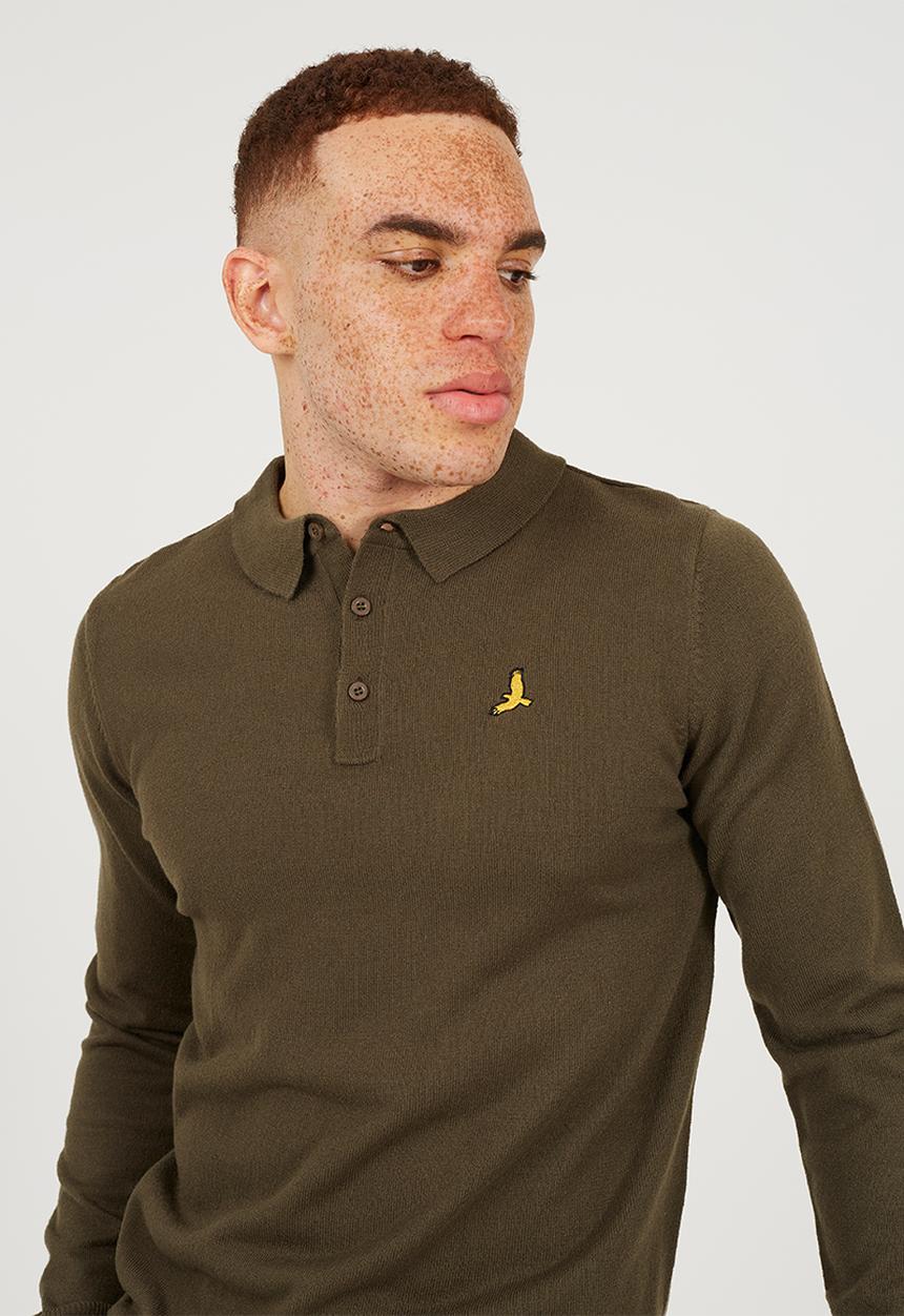 Brave Soul - Ribbed Collar Knitted Top - Dark Khaki