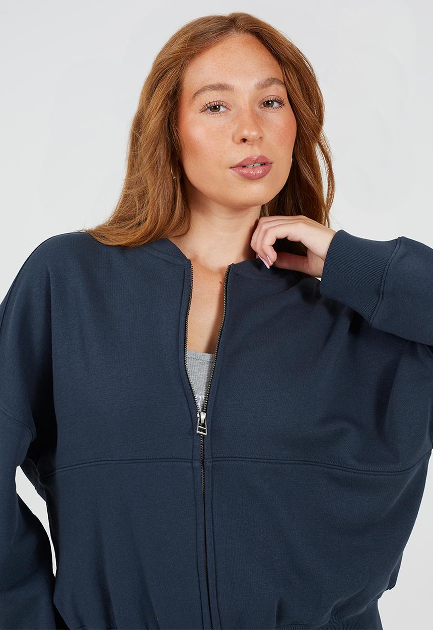 Brave Soul - Ladies Zip Through Panel Sweatshirt - Storm