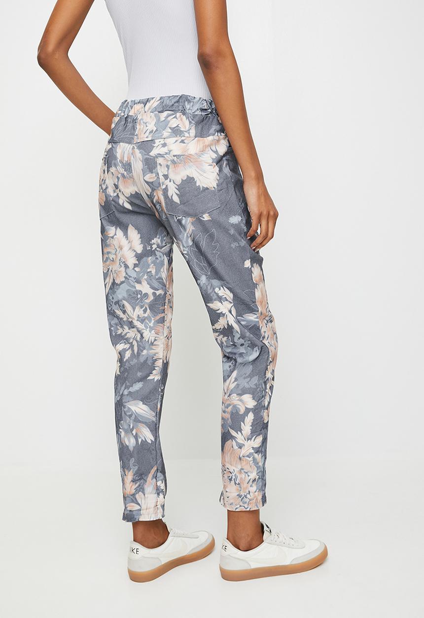 Stella Morgan - Italian Made Printed and Creased Drawcord Jogger - Navy