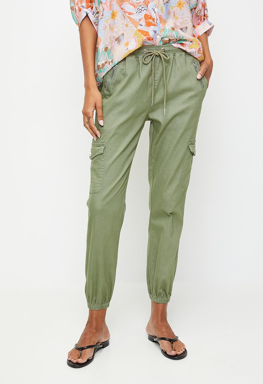 Stella Morgan - Mid Waist Drawcord Ankle Length Jogger - Khaki