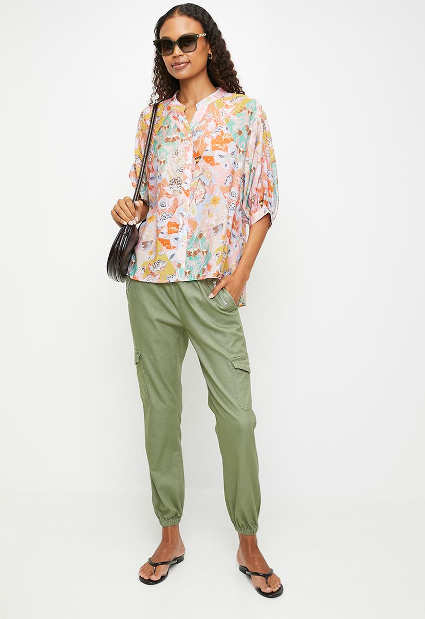 Stella Morgan - Mid Waist Drawcord Ankle Length Jogger - Khaki