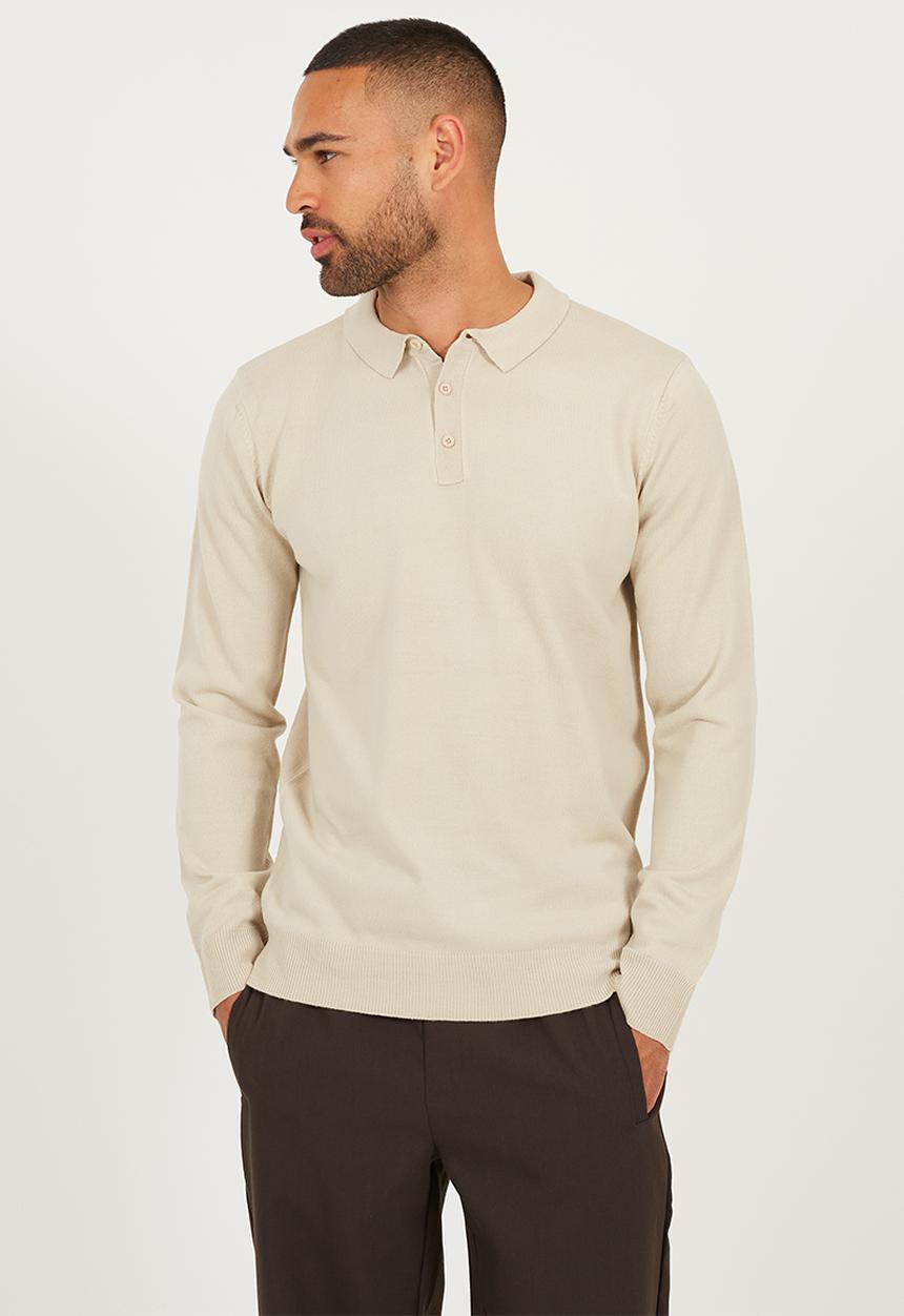 Brave Soul - Ribbed Collar Knitted Top - Muesli