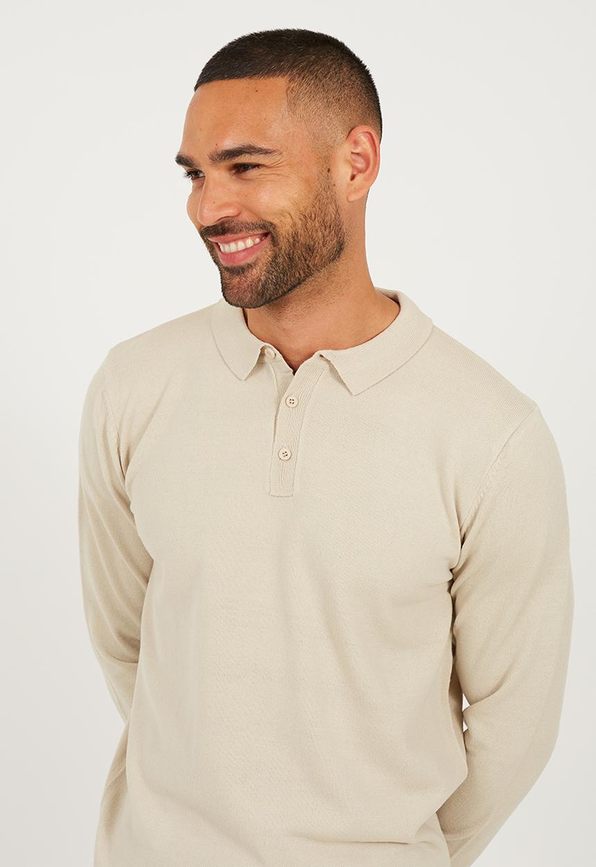 Brave Soul - Ribbed Collar Knitted Top - Muesli