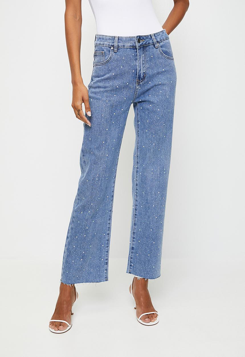 Stella Morgan - High Waist Straight Leg Jean - Blue