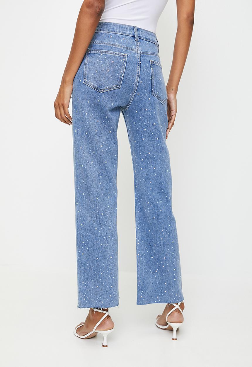 Stella Morgan - High Waist Straight Leg Jean - Blue
