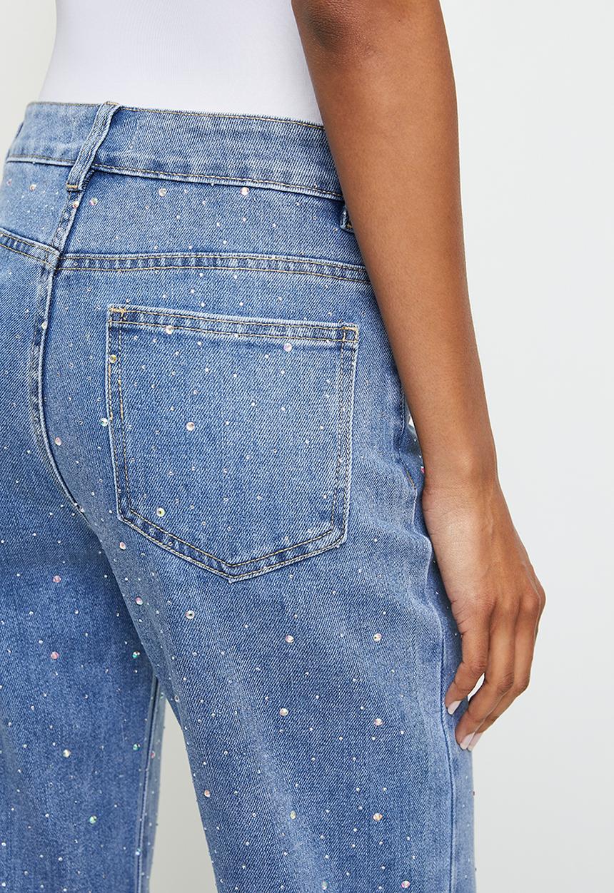Stella Morgan - High Waist Straight Leg Jean - Blue