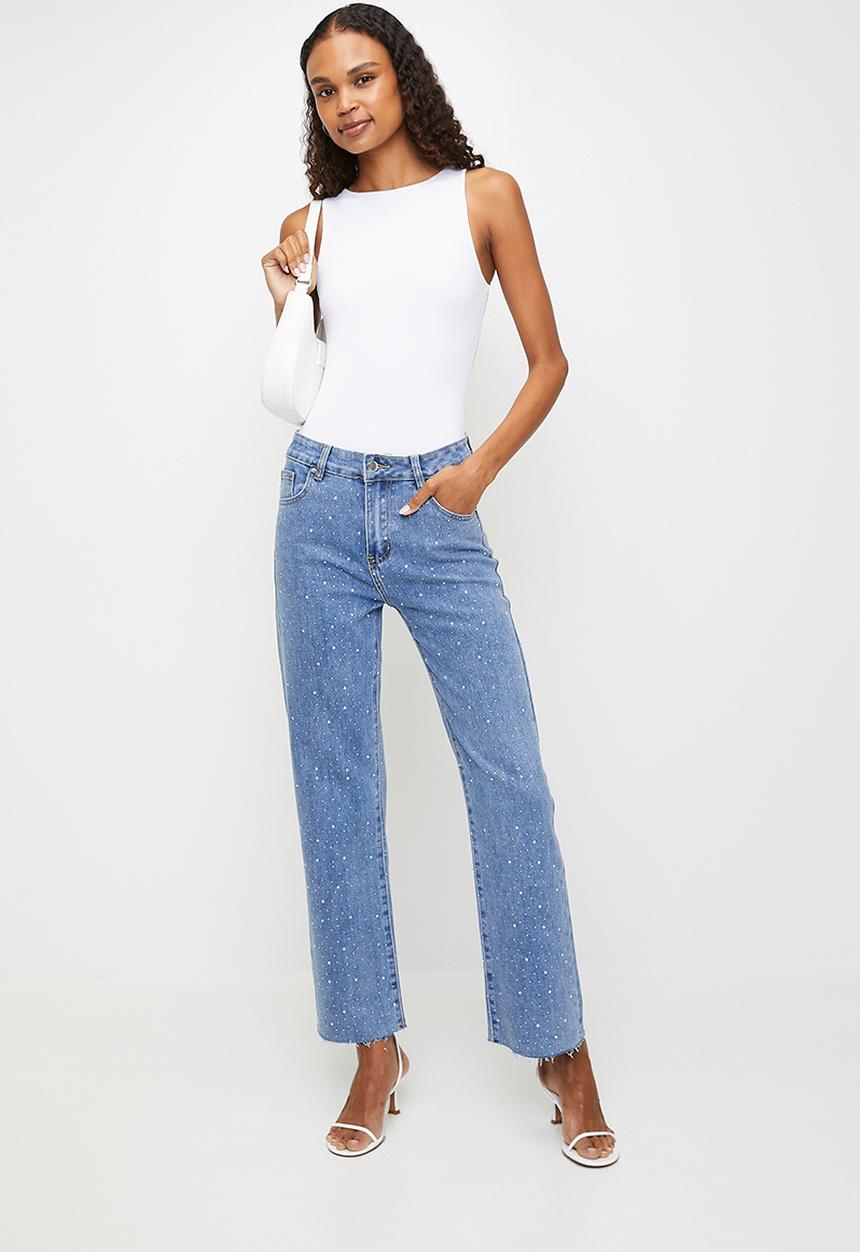 Stella Morgan - High Waist Straight Leg Jean - Blue