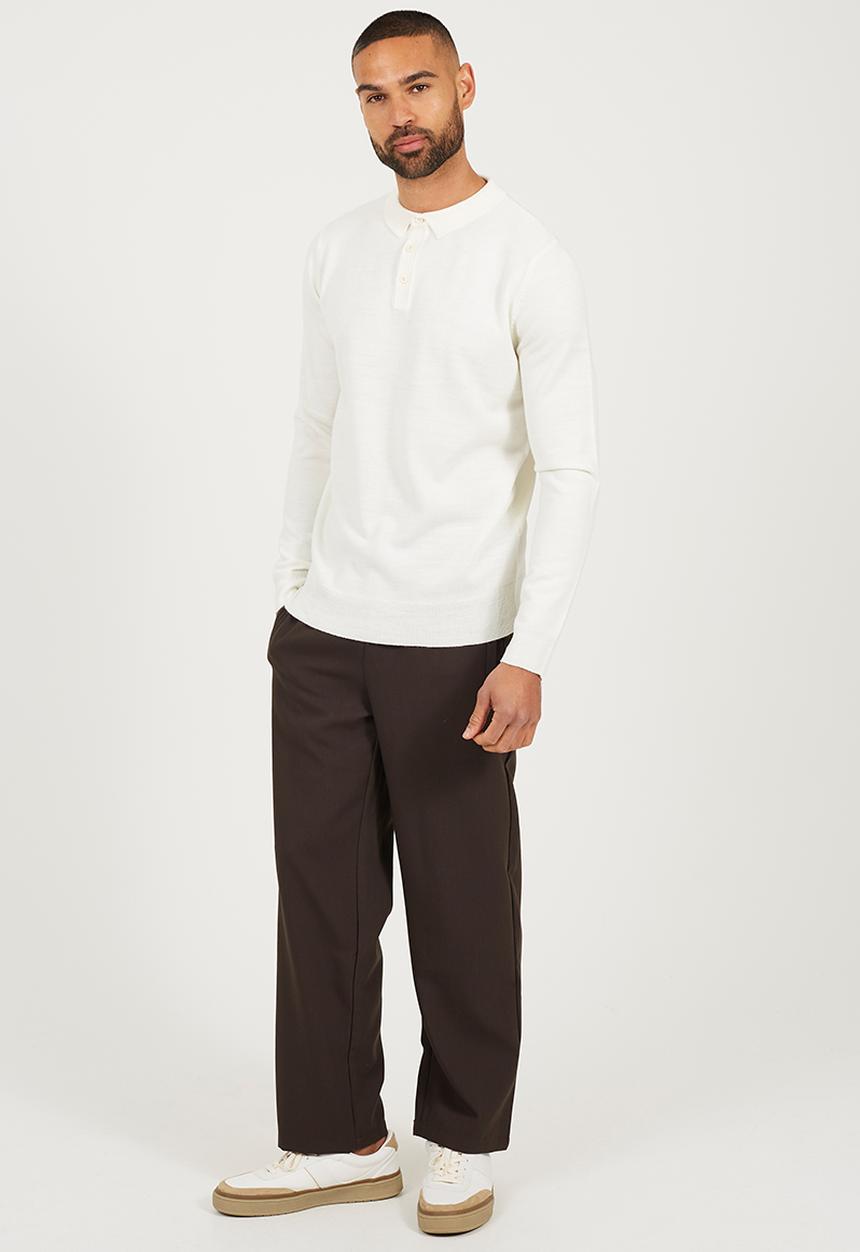 Brave Soul - Ribbed Collar Button Top - Off White