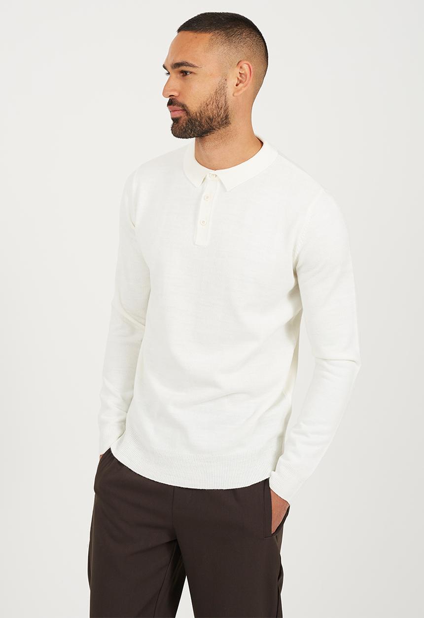 Brave Soul - Ribbed Collar Button Top - Off White