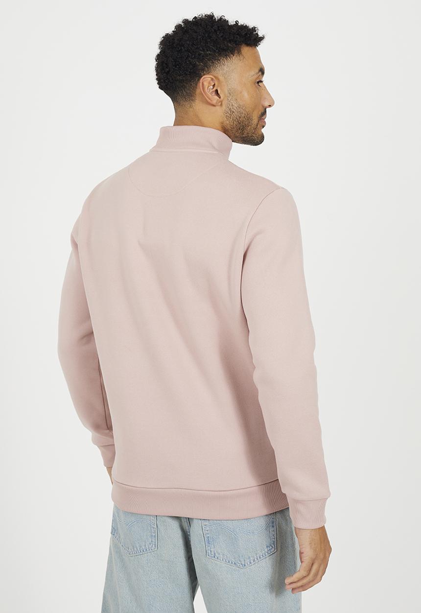 Brave Soul - Quarter Zip Funnel Sweatshirt - Dusky Pink