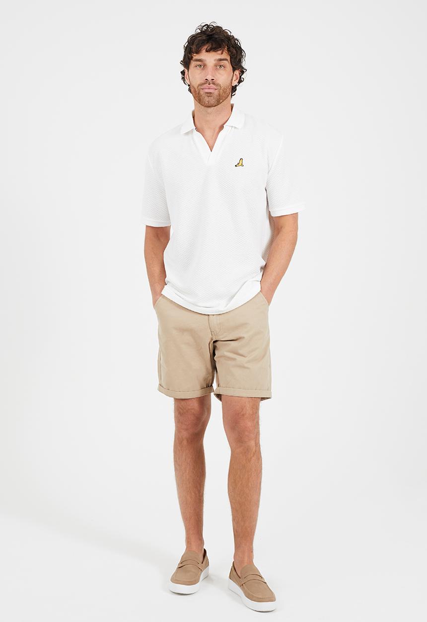 Brave Soul - Short Sleeved Polo Shirt - Cream
