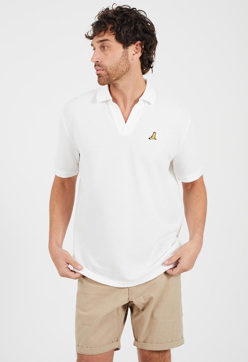 Brave Soul - Short Sleeved Polo Shirt - Cream