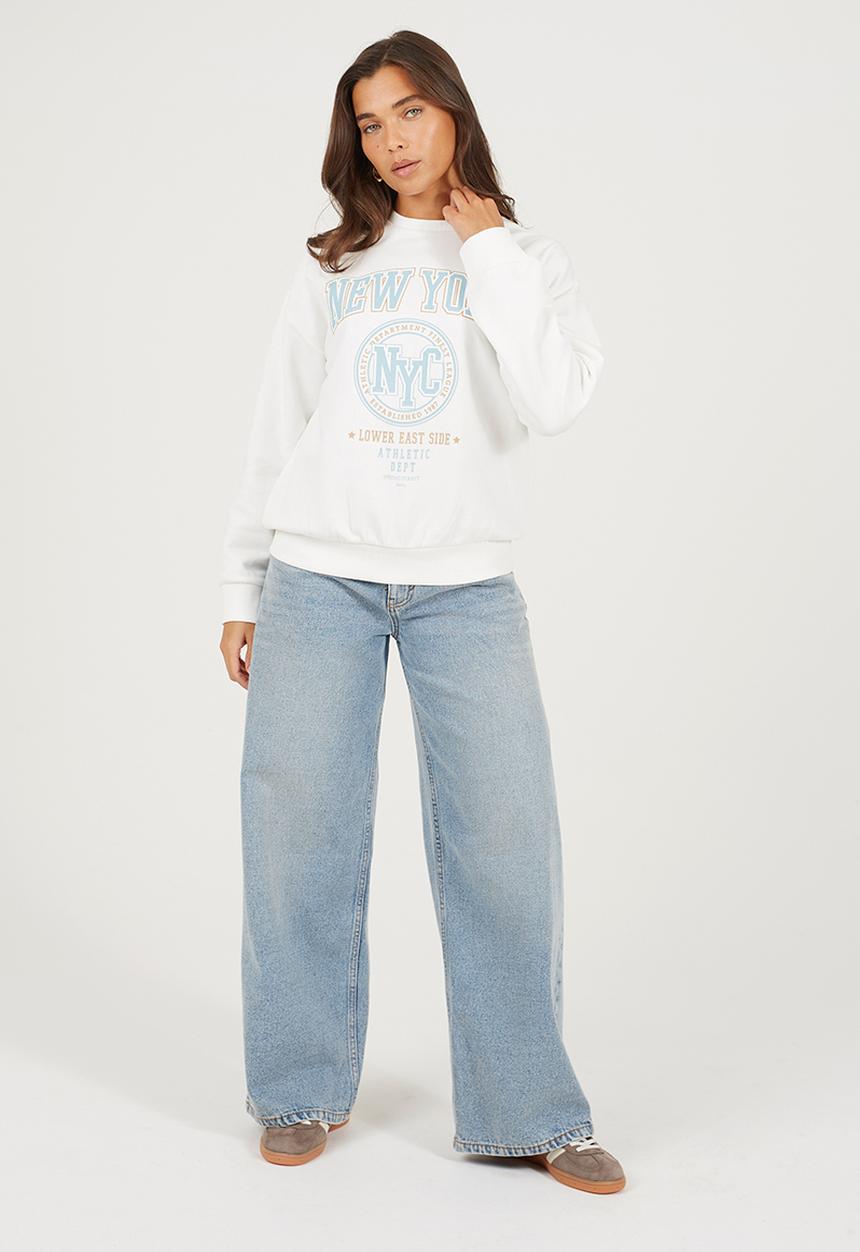 Brave Soul - Ladies New York Sweatshirt - Cream