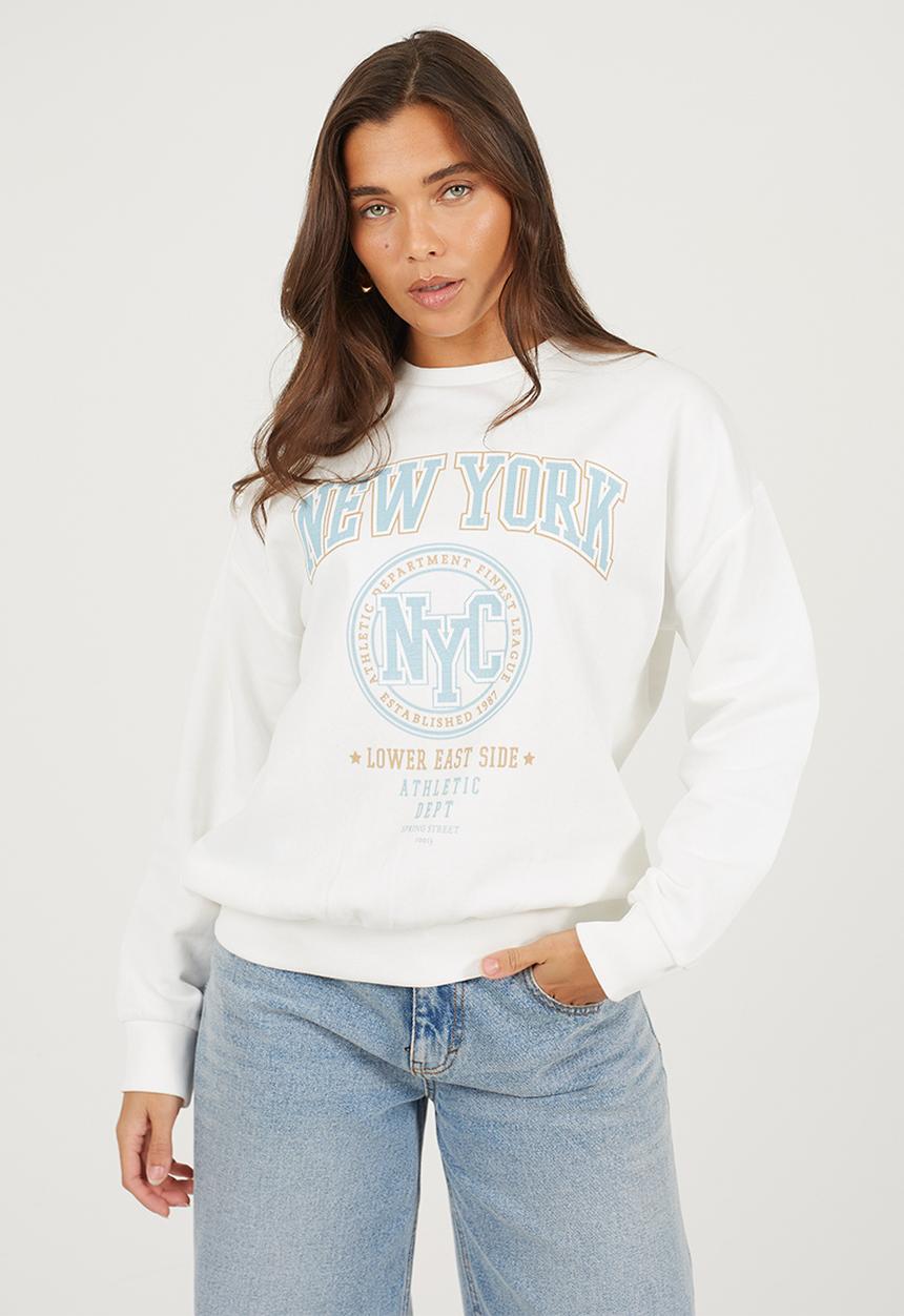 Brave Soul - Ladies New York Sweatshirt - Cream