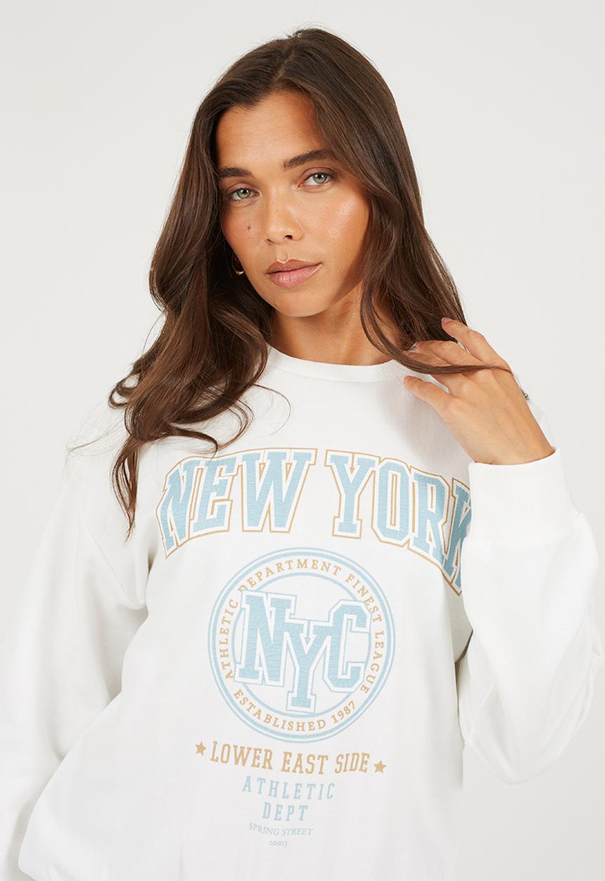 Brave Soul - Ladies New York Sweatshirt - Cream