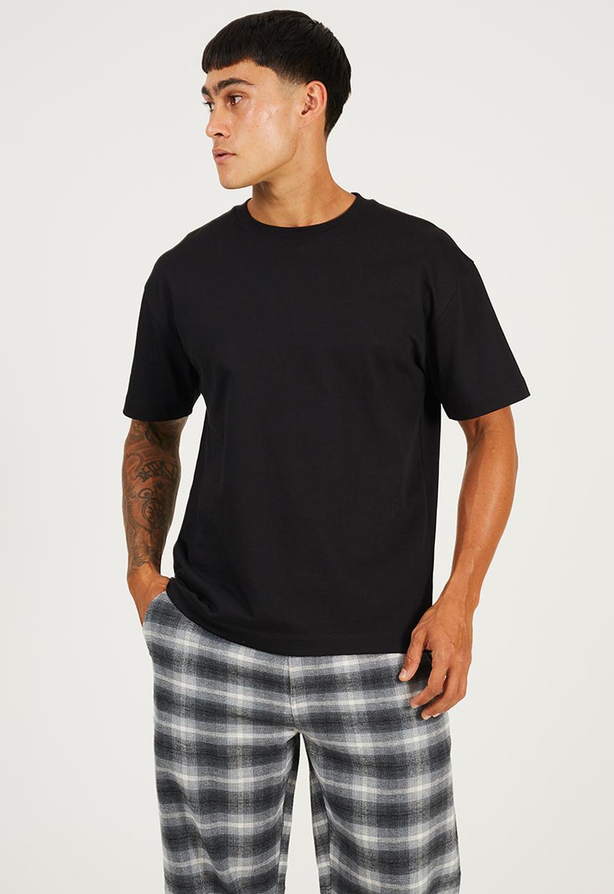Brave Soul - Wide Leg Woven Checked Pants - Grey Check