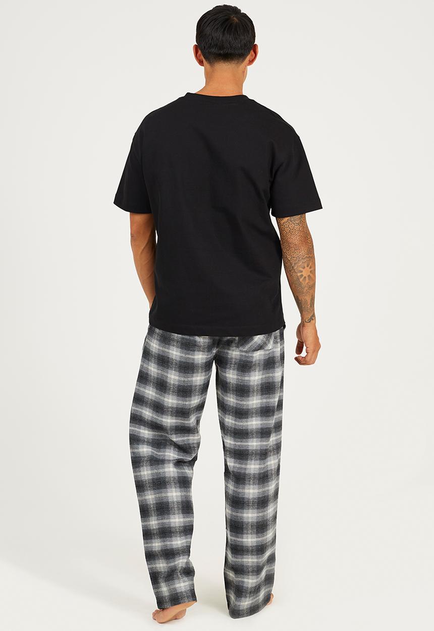 Brave Soul - Wide Leg Woven Checked Pants - Grey Check