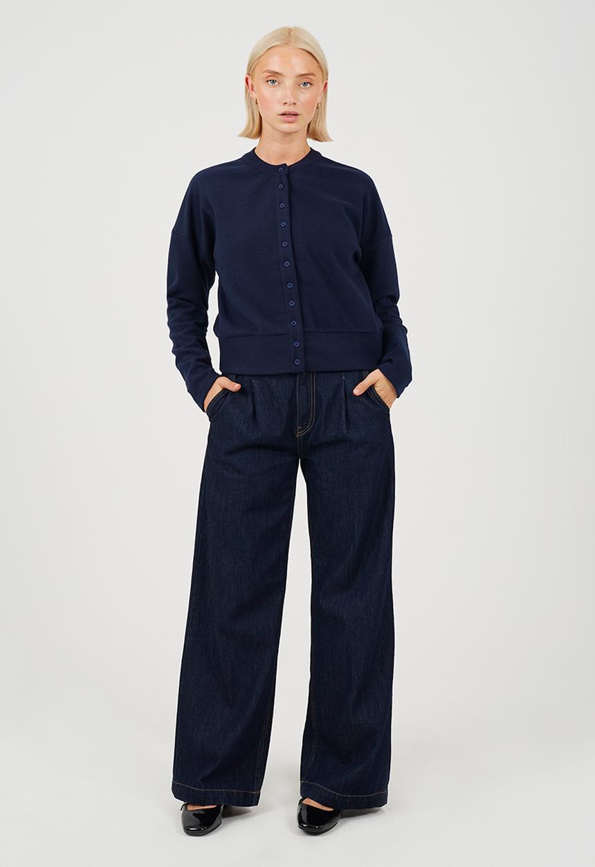 Brave Soul - Ladies Long Sleeve Button Down Top - Navy