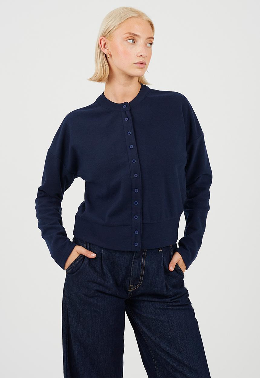 Brave Soul - Ladies Long Sleeve Button Down Top - Navy