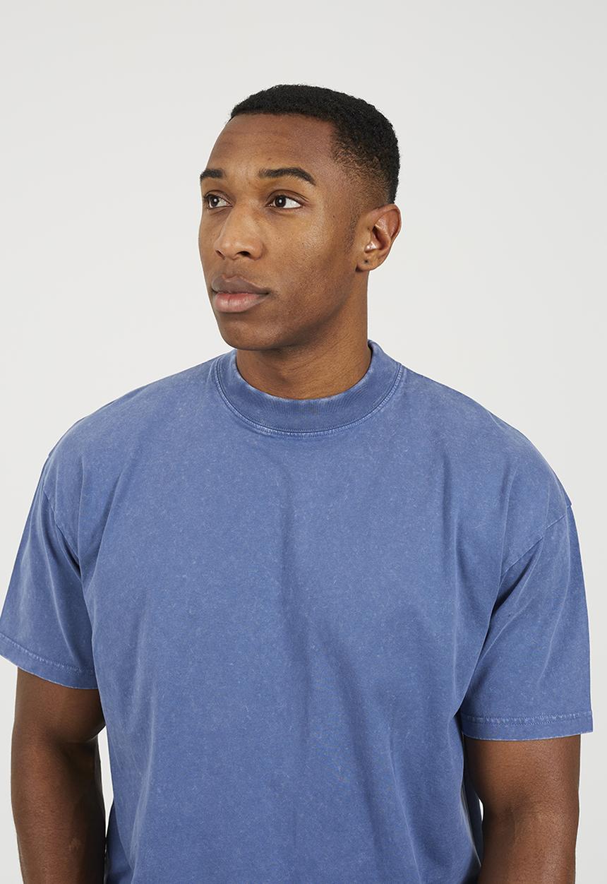 Brave Soul - Oversized Fit Tshirt With Acid Wash - Ink Blue Wash