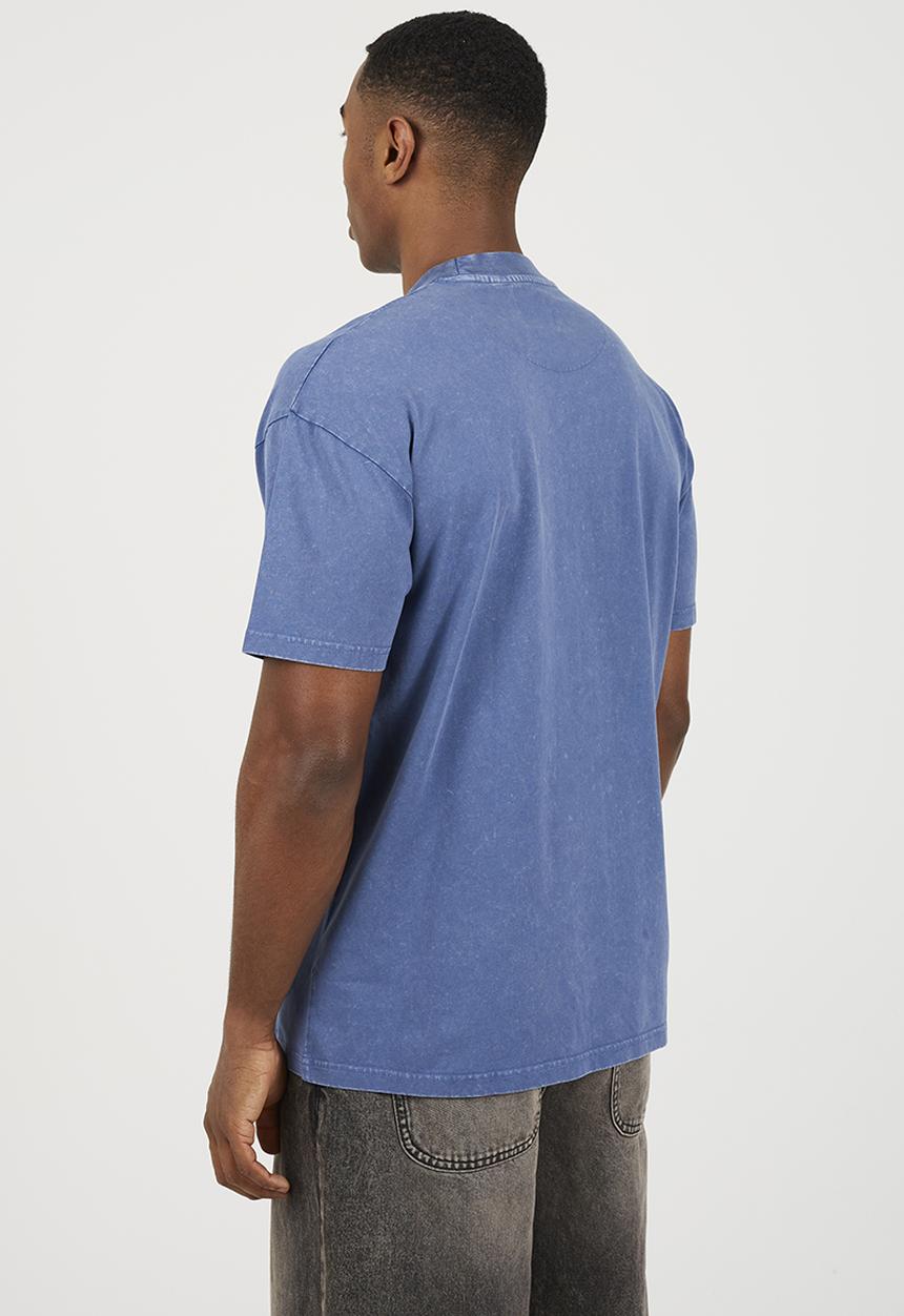 Brave Soul - Oversized Fit Tshirt With Acid Wash - Ink Blue Wash