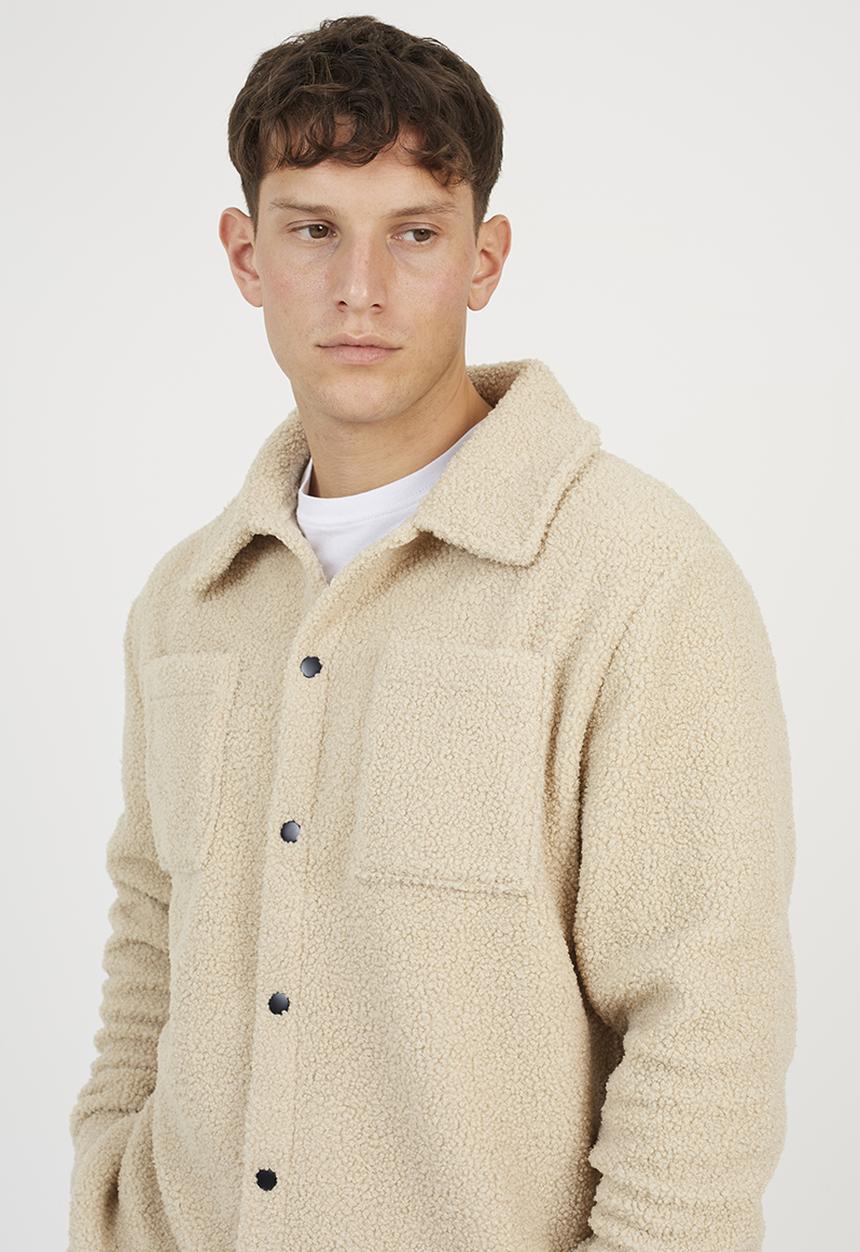 Brave Soul - Borg Long Sleeved Shacket  - Warm Sand