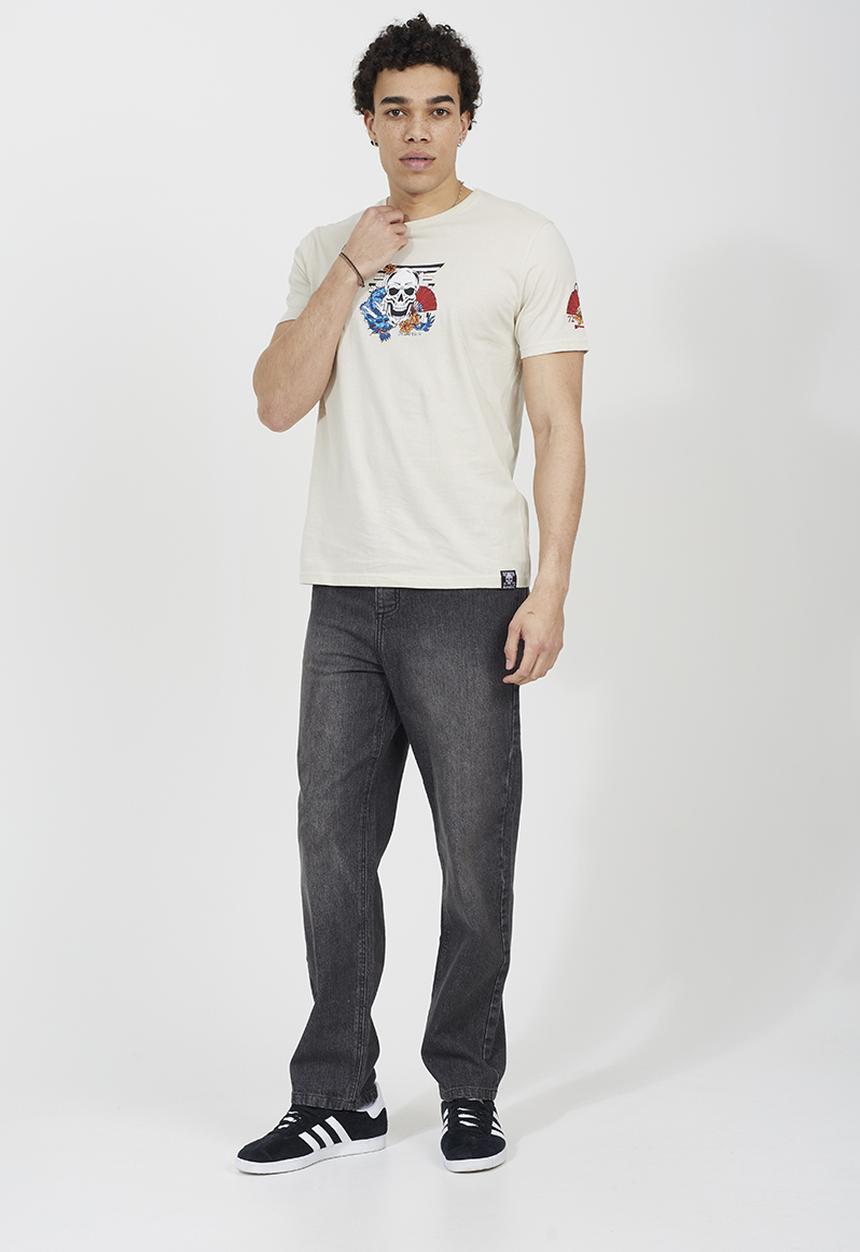 Brave Soul - Skully Shelton Crew Neck T-shirt - Plaster