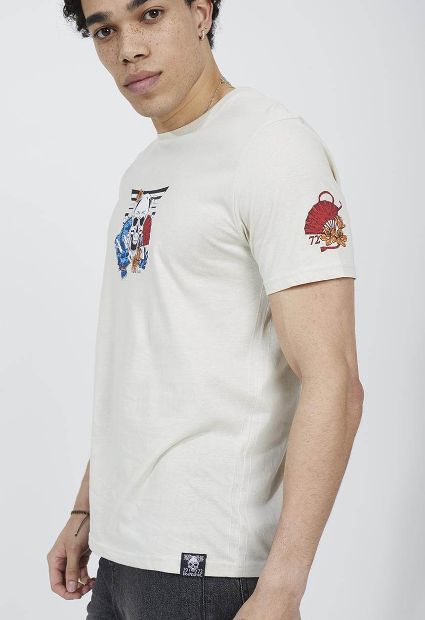 Brave Soul - Skully Shelton Crew Neck T-shirt - Plaster