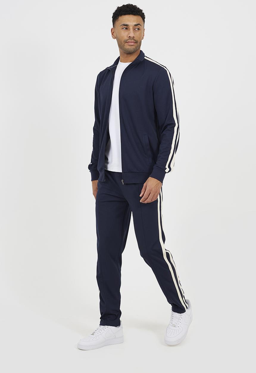 Brave Soul - Knitted Zip Funnel Track Top - Navy