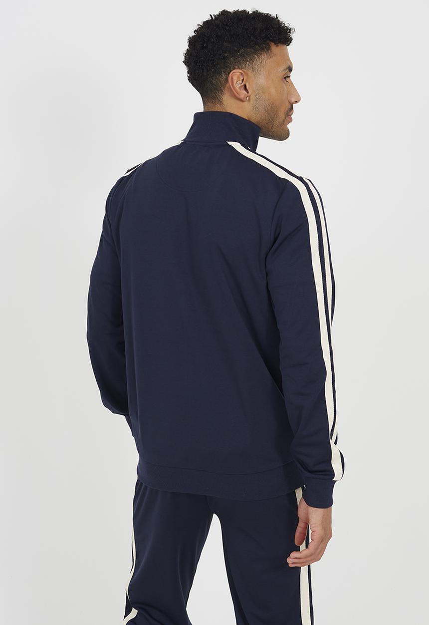 Brave Soul - Knitted Zip Funnel Track Top - Navy