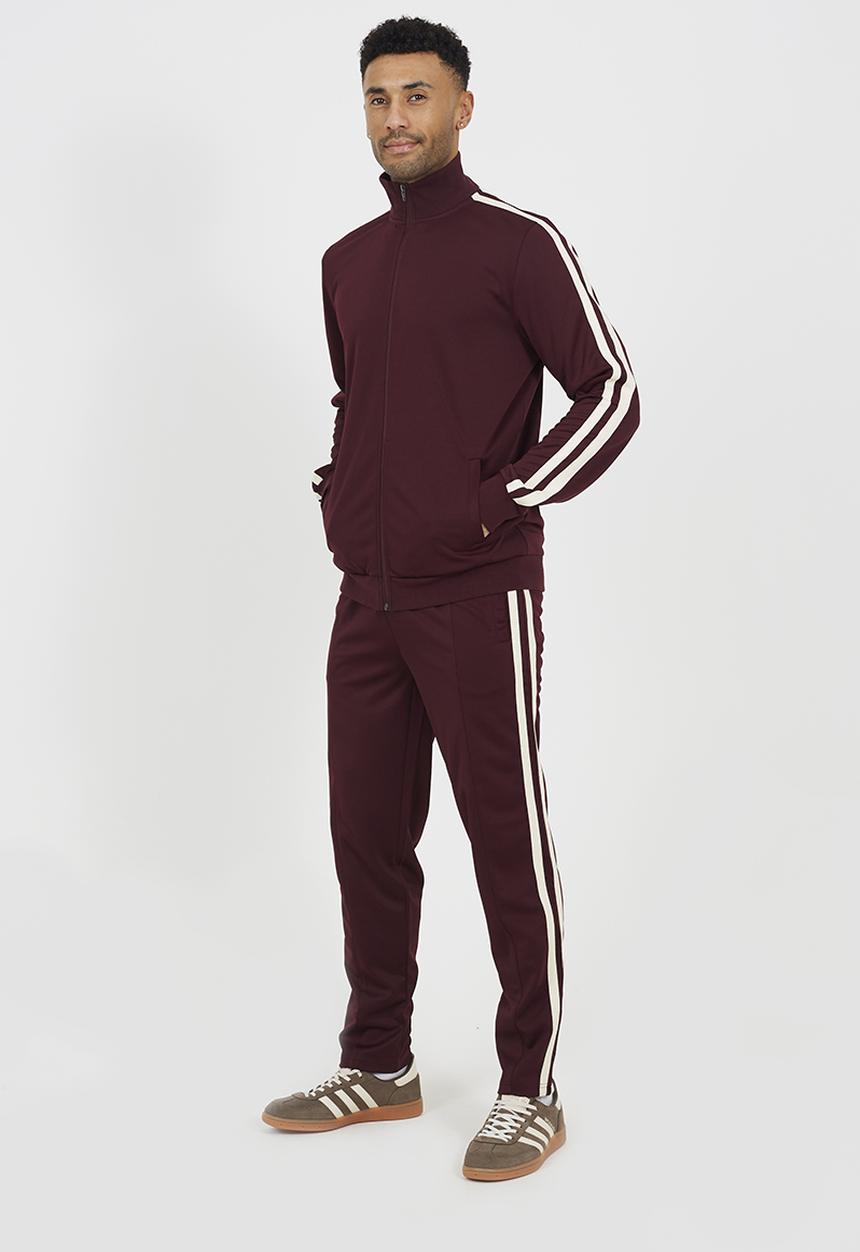 Brave Soul - Zip Funnel Neck Track Top- Burgundy